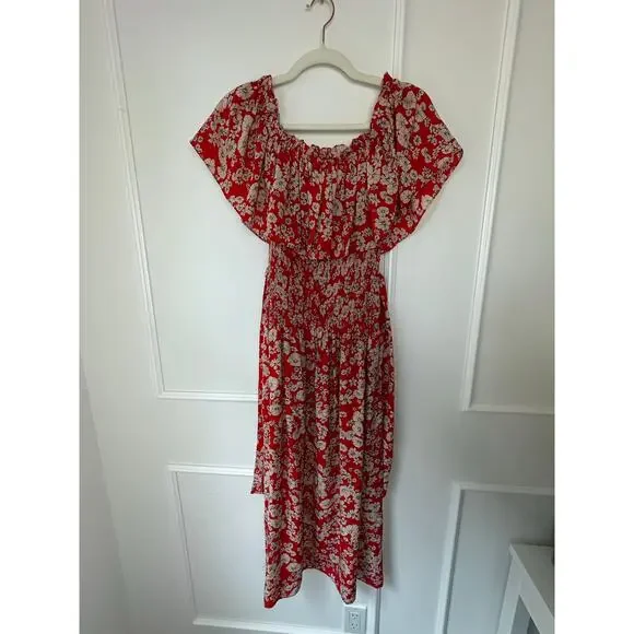 Rebecca Taylor 100% Silk Red Floral Dress Size 2 - Picture 4 of 10